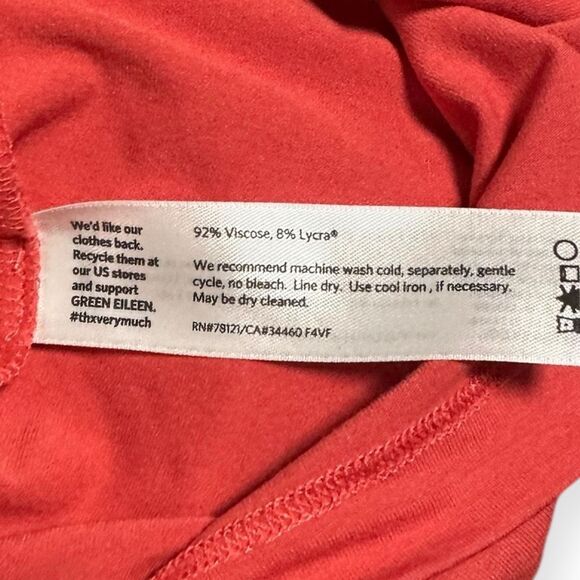 EILEEN FISHER Women’s Flame Red Sleeveless Lightweight Viscose Jersey Stretch Dr - Picture 6 of 7